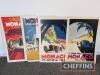 4no. Monaco Grand Prix reproduction posters mounted on hardboard, 1930 - 1933, c.40x27ins