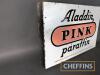 Aladdin Pink Paraffin double sided flanged enamel sign, 21x14ins - 7