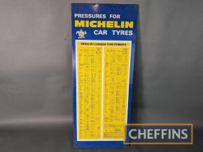 Michelin Pressures For Car Tyres workshop printed tin sign, 29.5x12ins