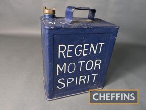 Regent Motor Spirit 2 gallon petrol can with Regent cap, restored