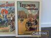 Triumph Motors Coventry reproduction poster t/w Prinetti Stucchi poster (27.5x19.5ins each) and Coventry Museum poster (30x20ins), all mounted on hardboard - 2