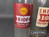 2no. Shell X-100 glass quart oil bottles with caps - 2