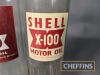 2no. Shell X-100 glass quart oil bottles with caps - 4