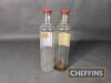 2no. Shell X-100 glass quart oil bottles with caps - 6