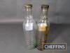 2no. Mobiloil glass quart oil bottles with caps - 2