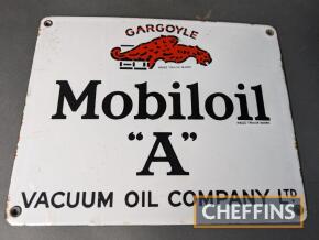 Mobiloil 'A' oil single sided enamel sign, 11x9ins