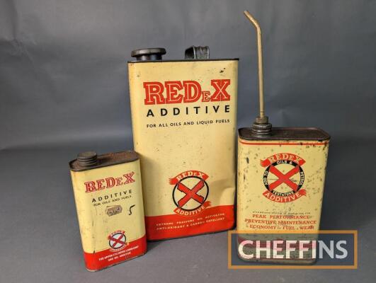 3no. Redex Additive tins, pint, quart and gallon, some with contents