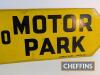 To Motor Park, a double sided AA enamel sign fitted with non original flange, some restoration, c25.5x8ins - 2