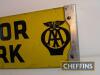 To Motor Park, a double sided AA enamel sign fitted with non original flange, some restoration, c25.5x8ins - 6