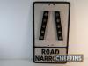 Road Narrows, a pre-Worboys cast road sign complete with glass reflectors by Franco Traffic Signs Ltd, 21x12ins