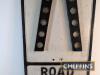 Road Narrows, a pre-Worboys cast road sign complete with glass reflectors by Franco Traffic Signs Ltd, 21x12ins - 3