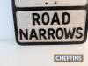 Road Narrows, a pre-Worboys cast road sign complete with glass reflectors by Franco Traffic Signs Ltd, 21x12ins - 4