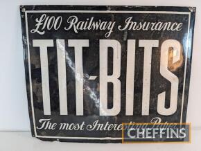 Tit-Bits The Most Interesting Paper single sided enamel sign, some restoration, 18x15ins