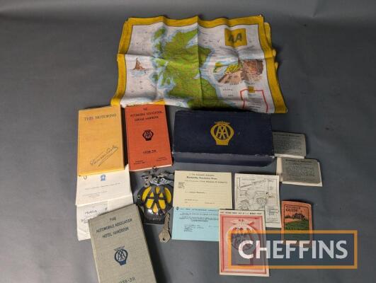 AA membership pack to inc. books, badge, and guides t/w AA tea towel