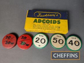 Duckham's Adcoids unused tablets in original box, t/w qty oil bottle lids