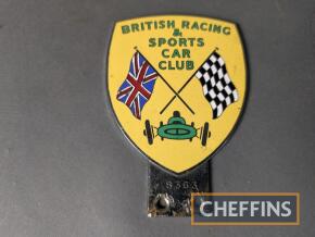 British Racing & Sports Car Club membership enamel car badge No. 8363