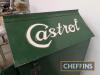 Castrol oil can cabinet with embossed top and original C.C Wakefield nameplate, restored, complete with 3no. oil cans (1 embossed) - 3