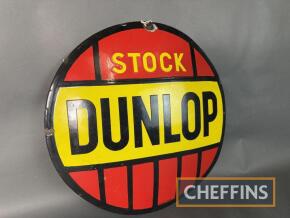 Dunlop Stock, a circular single sided convexed enamel sign marked Emaillerie, Alscaienne, Strasbourg, Hoenheim, c19.5ins dia'