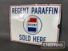 Regent Paraffin Sold Here single sided enamel sign with pictorial globe, c18x14ins - 2