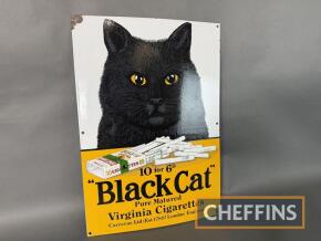 Black Cat Cigarettes single sided reproduction enamel sign, c18x14ins