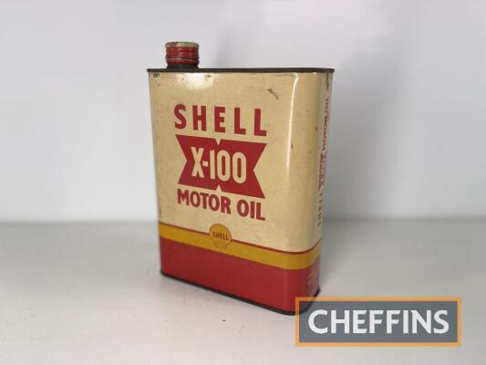 Shell X-100 Motor Oil tin with cap