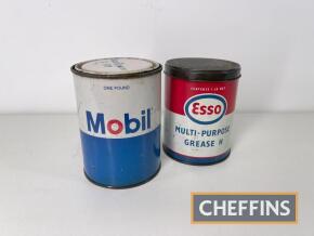 Mobil t/w Esso 1lb grease tins