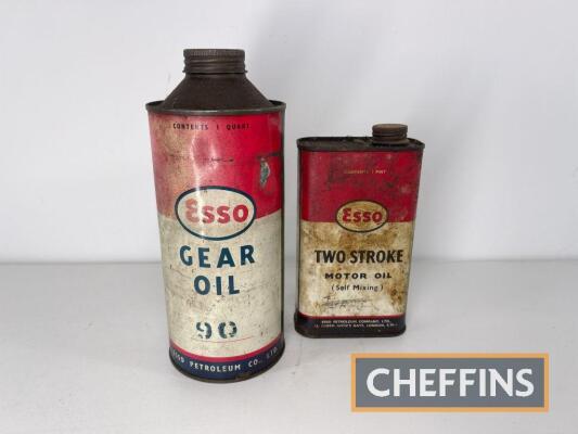 Esso Two Stroke Motor Oil pint tin t/w gear oil quart tin