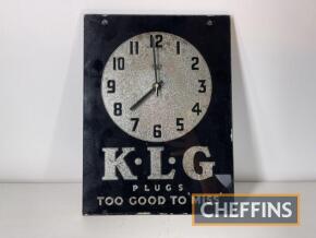 KLG spark plugs Too Good To Miss wall clock by Smiths Electric c.14x10.5ins