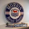 Morris Retail Dealer Sales & Service circular double sided enamel sign with uncommon hanging section c.28.5ins diameter plus hanging section - 2