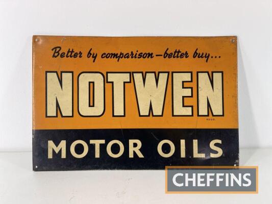 Notwen Motor Oils single sided tin sign c.14.5x9.5ins