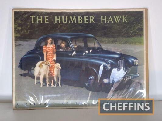 The Humber Hawk A Product of the Rootes Group poster, flat on cardboard backing board with cellophane covering 40x30ins