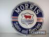 Morris Sales and Service circular enamel sign, 28.5ins diameter