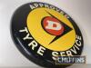 Approved Dunlop Tyre Service circular printed aluminium sign c.30ins diameter - 2