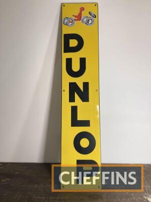 Dunlop pictorial French vertical enamel sign by Emailleries Du Loiret, 58x12ins