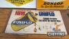 Uniflo, Fina/Dunlop/Goodyear items mounted on boards, longest 80.5ins - 6