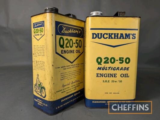 2no. Duckham's Q20-50 1gallon oil cans, 1 pictorial