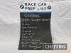 BMW Car Prep List and lap charts, recreated for Goodwood Revival - 2