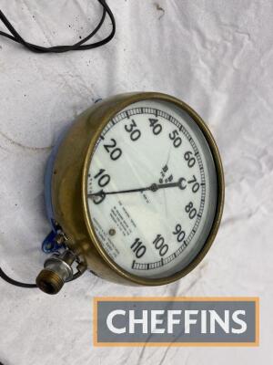 William Turner Kismet BB MK3 wall mounted illuminated air gauge t/w air line and Stenor gauge