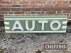 Auto, a metal garage sign using original lettering but with re-purposed back