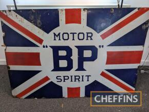 Motor 'BP' Spirit union jack single sided enamel sign by the Falkirk Iron Co. Ltd, 6x4ft