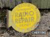 The National Radio Service Co Authorised Radio Repair Dept double sided flanged enamel sign, c18.5ins dia' - 2