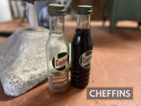 2no. Small castrol oil bottles c/w lids and one with contents