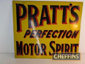 Pratt's Perfection Motor Spirit double sided enamel sign by Bruton, some restoration, 21x18ins