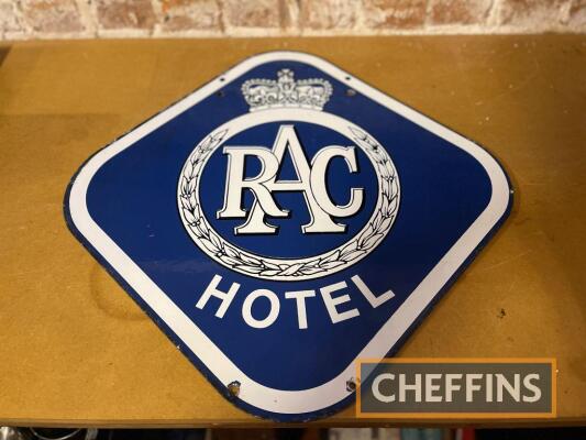 RAC Hotel double sided enamel sign of diamond for,, 18x18ins