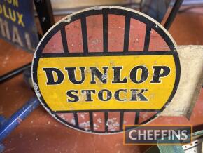 Dunlop Stock double sided flanged printed tin sign