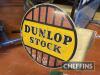 Dunlop Stock double sided flanged printed tin sign - 2