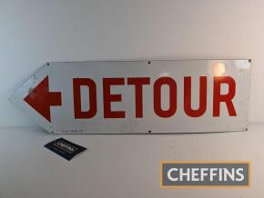 Detour single sided directional enamel sign by R&A Main Ltd, 30x9ins