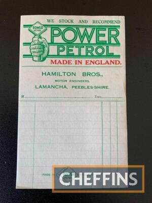 Power Petrol receipt paper, unused