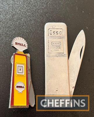 Esso petrol pump shaped knife t/w Shell badge