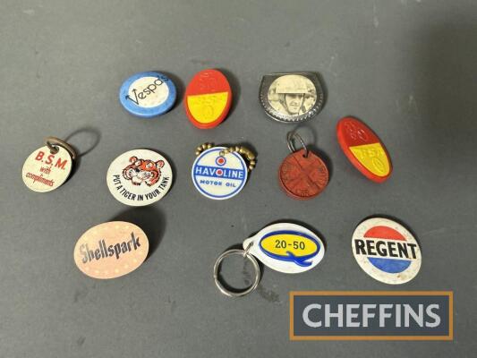 Qty petrol and oil company promotional lapel badges to inc' Duckhams, Havoline, Regent etc